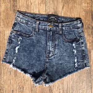 Metallic 69 High Waisted Black and Gray Shorts